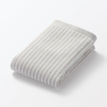 Cotton Twin Pile Hand Towel Light Gray Stripe MUJI