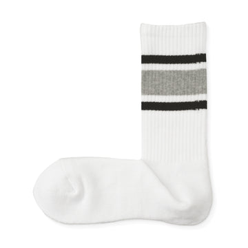Pile Socks White Stripe MUJI