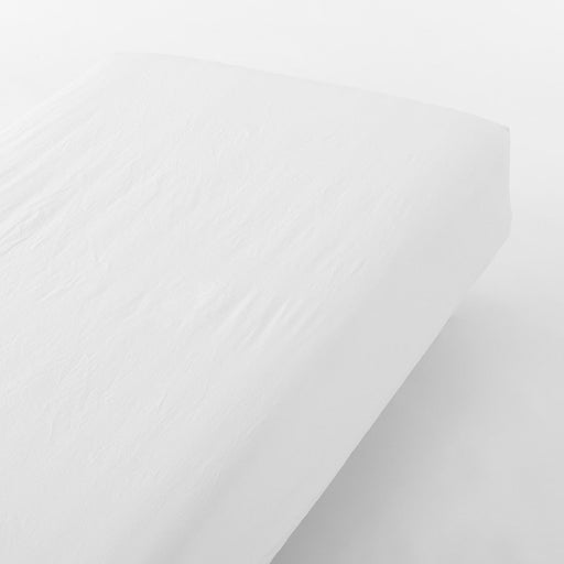 Washed Cotton Fitted Sheet Off White MUJI
