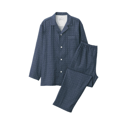 Men's Side Seamless Double Gauze Pajamas Navy Pattern MUJI