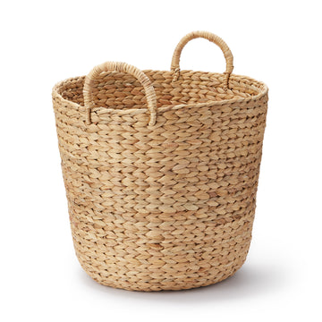 Water Hyacinth Basket with Handles - Round - Large Dia. 17.7 x H15.7" MUJI