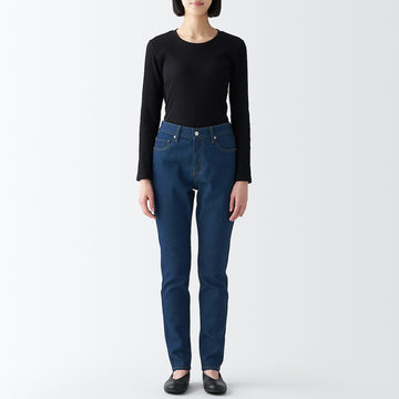 Women's Stretch Denim Slim Pants Blue (L 30inch / 75cm) MUJI