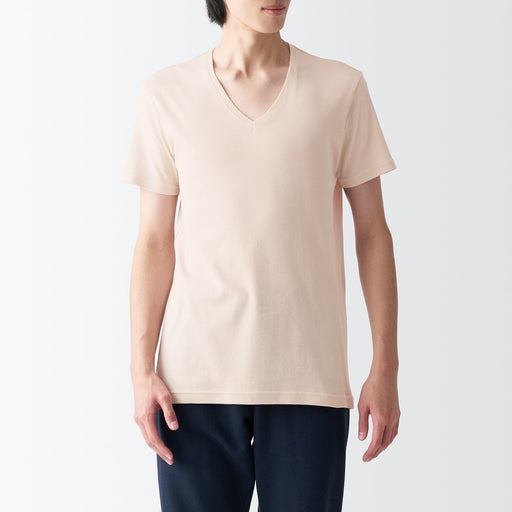 Men's Breathable Cotton V-Neck Short Sleeve T-Shirt MUJI