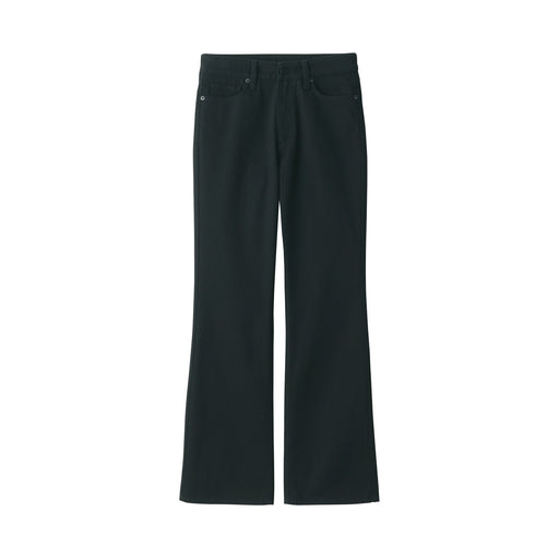 Women's Stretch Denim Flared Pants Black (L 31inch / 77cm) Black MUJI
