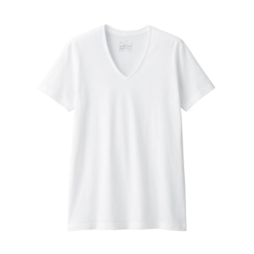 Men's Side Seamless Jersey V-Neck Short Sleeve T-Shirt White MUJI
