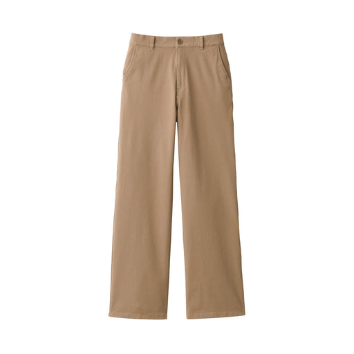 Women's 4-Way Stretch Chino Wide Straight Pants (L 32inch / 80cm) Beige MUJI