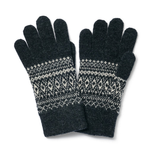 Wool Blend Touchscreen Gloves - Patterned Charcoal Gray Pattern MUJI