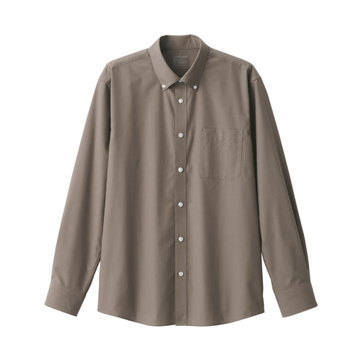 Men's Wrinkle-Resistant Button Down Shirt Mocha Brown MUJI