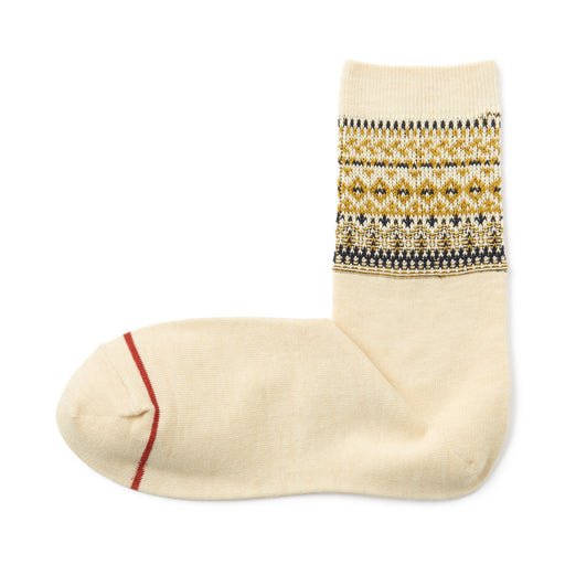 Warm Pile Cotton Patterned Socks Ivory Pattern MUJI