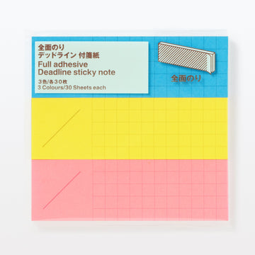 Full Adhesive Deadline Sticky Note 3 Color Set MUJI