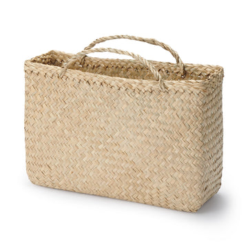Seagrass Herringbone Basket with Handle - Large (W14.2 x D4.9 x H9.4") MUJI