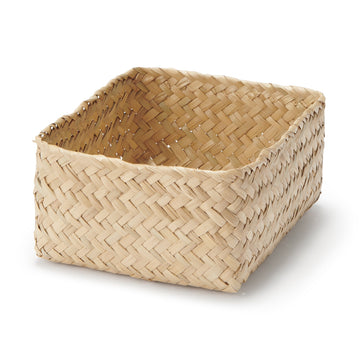Seagrass Organizer Herringbone Rectangular Basket - Small (W4.9 x D5.9 x H2.8") MUJI