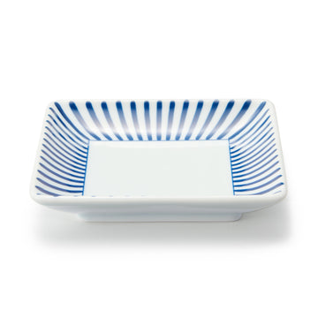 Hasami Ware Square Plate - Stripes Pattern MUJI