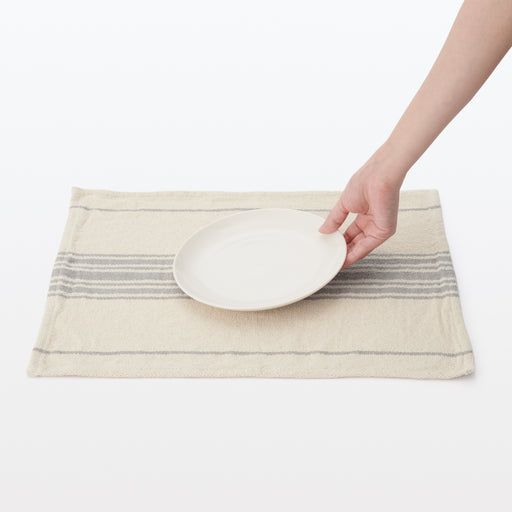 Low-Count Indian Cotton Placemat Center Striped MUJI
