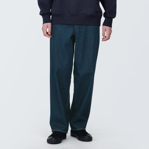 Men's Denim Wide Pants Dark Navy (30 Inch / 76 cm) MUJI