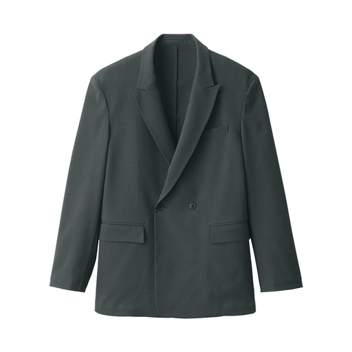 Men's Wrinkle Resistant Double-Breasted Jacket Dark Gray MUJI