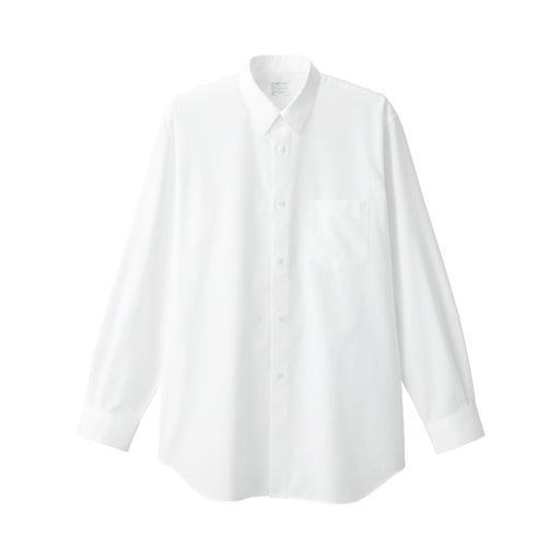 Men's Non-Iron Relaxed Fit Long Sleeve Shirt White MUJI
