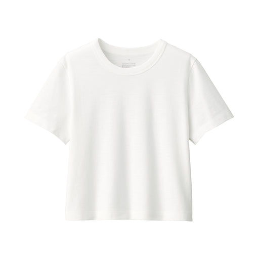 Women's Slub Yarn Short Length Short Sleeve T-Shirt White MUJI
