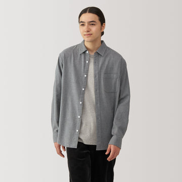 Men's Reclaimed Cotton Blend Flannel Shirt MUJI