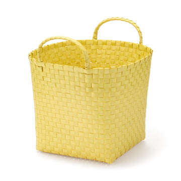 Recycled Polypropylene Strap Weave Basket - Yellow - Medium (dia. 13 x H9.8") MUJI