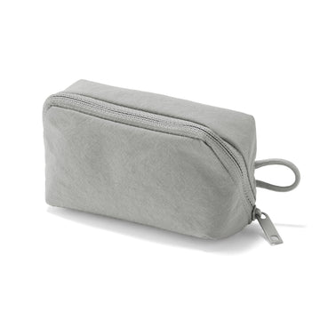 Wrinkled Nylon Wide-Opening Pouch - Small Gray MUJI