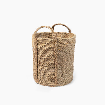 Seagrass Basket with Handle - Round Small (Dia. 9.8 x H14.6") MUJI