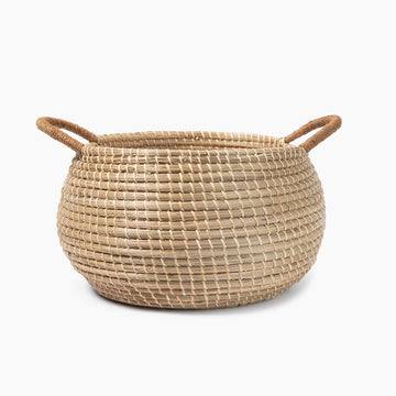 Seagrass Belly Basket with Handles - Large (Dia. 17.7 x H13") MUJI