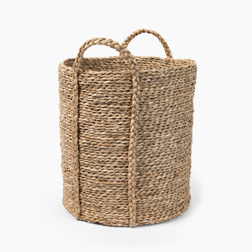 Seagrass Basket with Handle - Round Large (Dia. 13.4 x H18.5") MUJI
