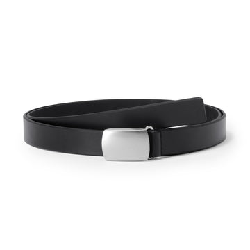 Labo Olive Leather Holeless Belt Black MUJI