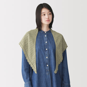 Cotton Openwork Triangle Scarf MUJI