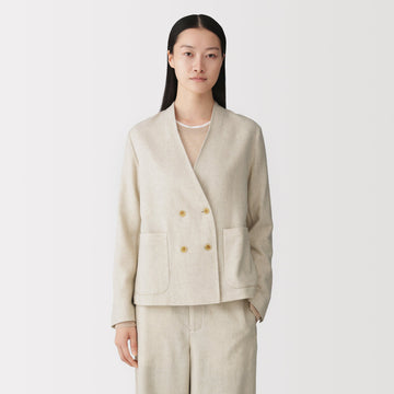 Labo Cashmere Mix Collarless Jacket MUJI