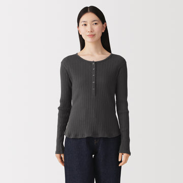 #26AW Patterned Cotton Henley T-Shirt BB2XB26A (delete variants) MUJI