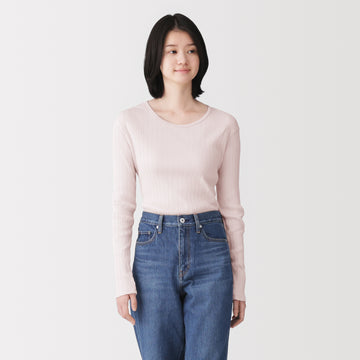 #26AW Patterned Cotton Long Sleeve T-Shirt BB2YK26A (off white missing flat lay) MUJI