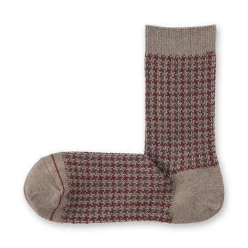 Warm Cotton Houndstooth Socks Grayish Brown Check MUJI