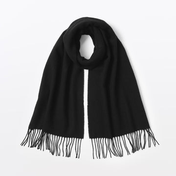Fluffy Wool Scarf Black MUJI
