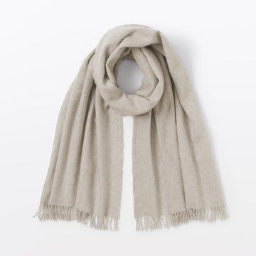 Fluffy Wool Blanket Stole Oatmeal MUJI