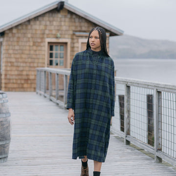 Flannel Stand Collar Dress MUJI