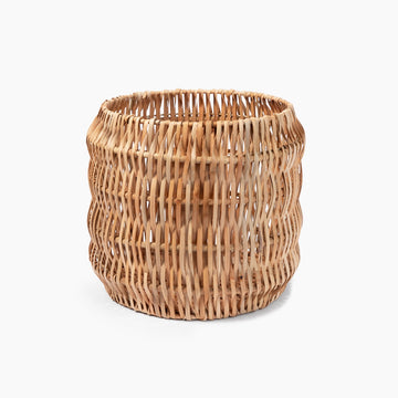 Rattan Wave Basket - Small (Dia. 14 x H12.2") MUJI