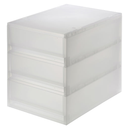 Polypropylene Storage Case Shallow 3 Drawers Clear MUJI