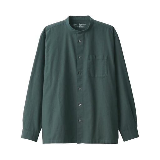 Men's Washed Oxford Stand Collar Shirt Smoky Green MUJI