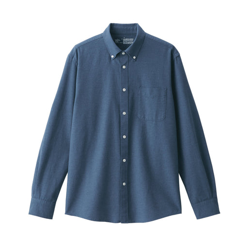 Men's Washed Oxford Button Down Long Sleeve Shirt Smoky Blue MUJI
