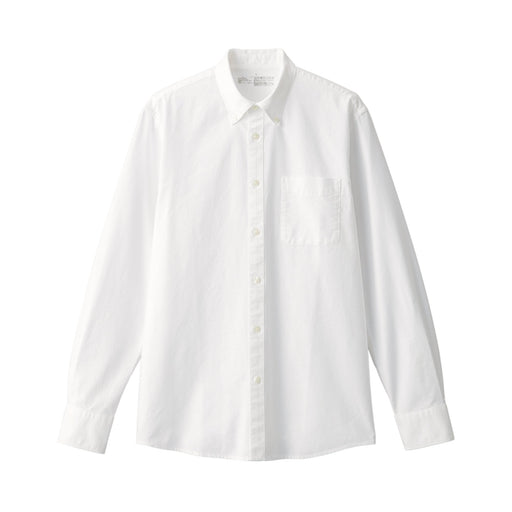 Men's Washed Oxford Button Down Long Sleeve Shirt White MUJI