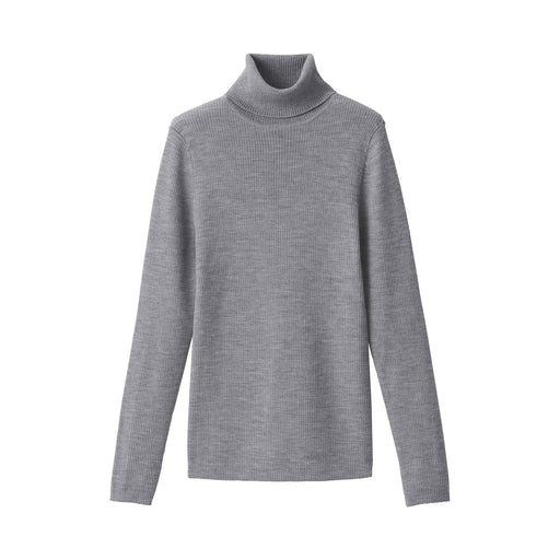 Women's Washable Ribbed Turtleneck Sweater Gray MUJI