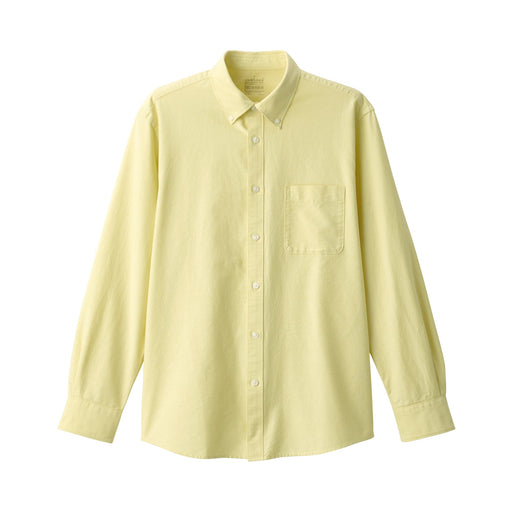 Men's Washed Oxford Button Down Shirt Light Yellow MUJI