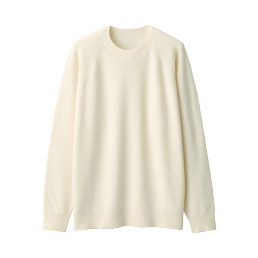 Men's Washable Ribbed Crew Neck Sweater Off White MUJI