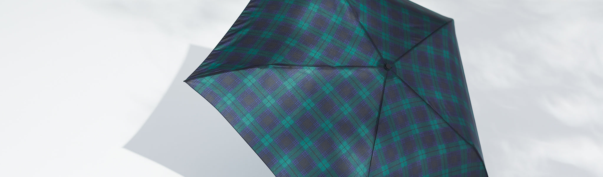 MUJI Umbrellas-Green & Blue Checkered Open Umbrella