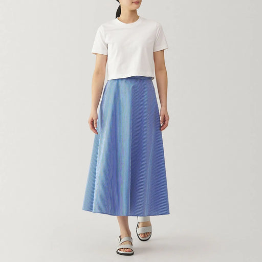 Women's Quick Dry Broadcloth Flared Patterned Skirt MUJI