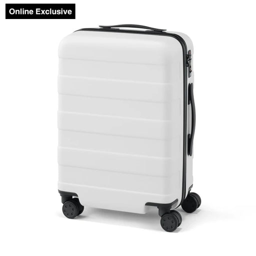 105L White suitcase with black wheels on a white background