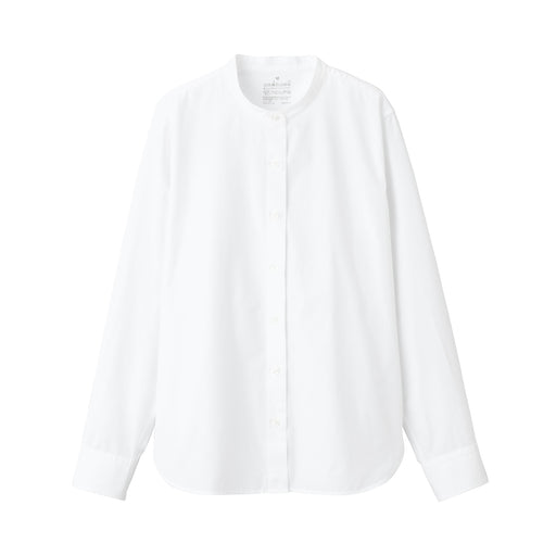 Women's Washed Broad Stand Collar Shirt White MUJI
