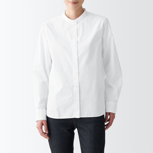 Women's Washed Broad Stand Collar Shirt MUJI